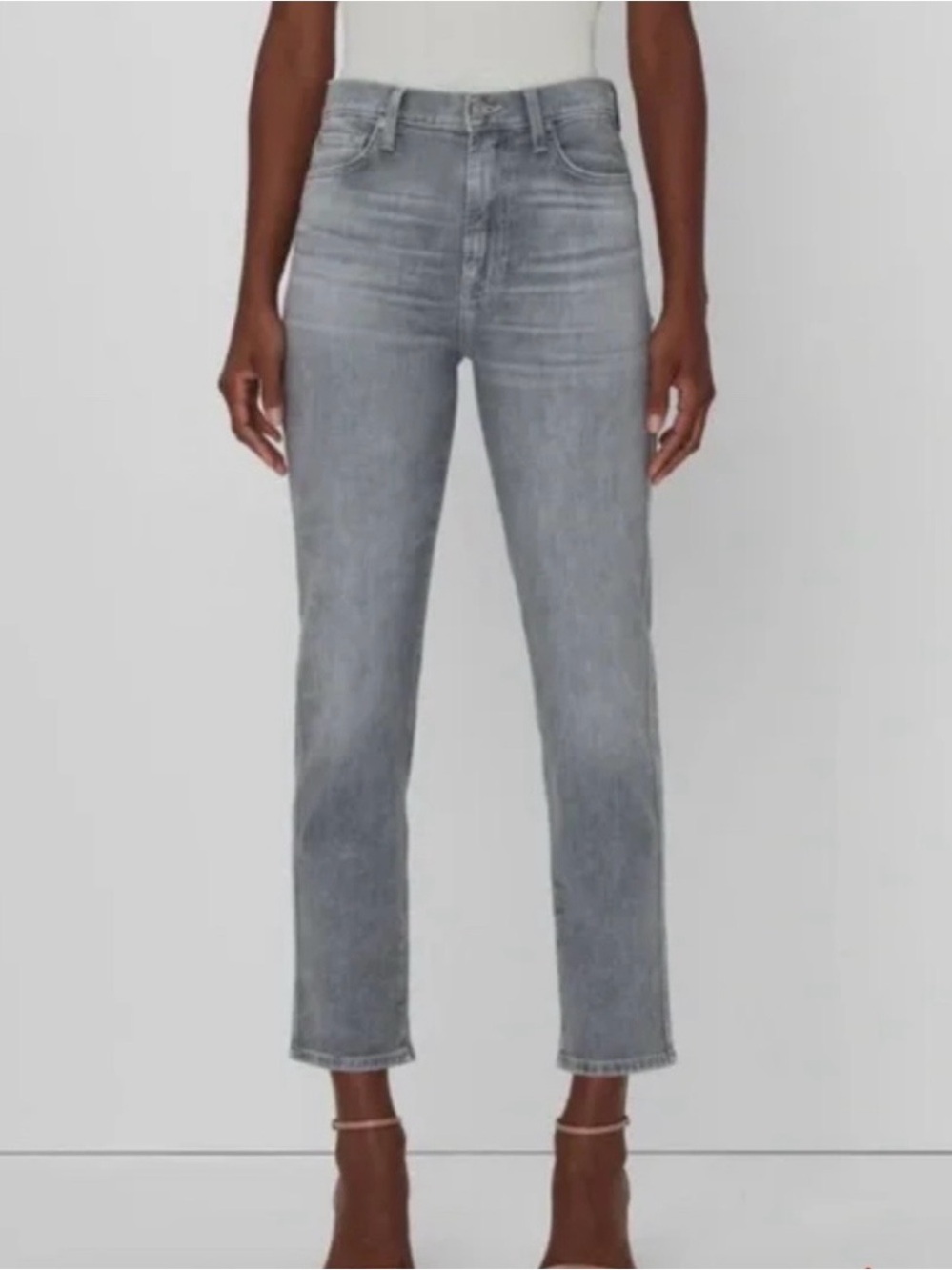 7 for All Mankind Gray wash High waisted crop straight Jeans sz 29